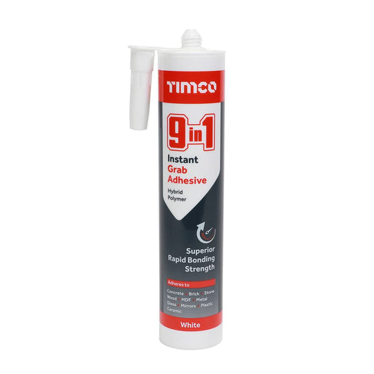 TIMCO 9in1 Instant Grab Adhesive WHT White 290ml Pack 1.0