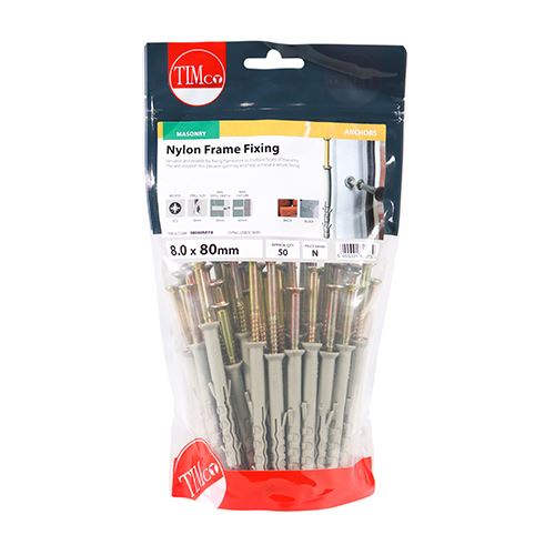 TIMCO Nylon Frame Fixing - Zinc 8.0 x 80 Pack 50