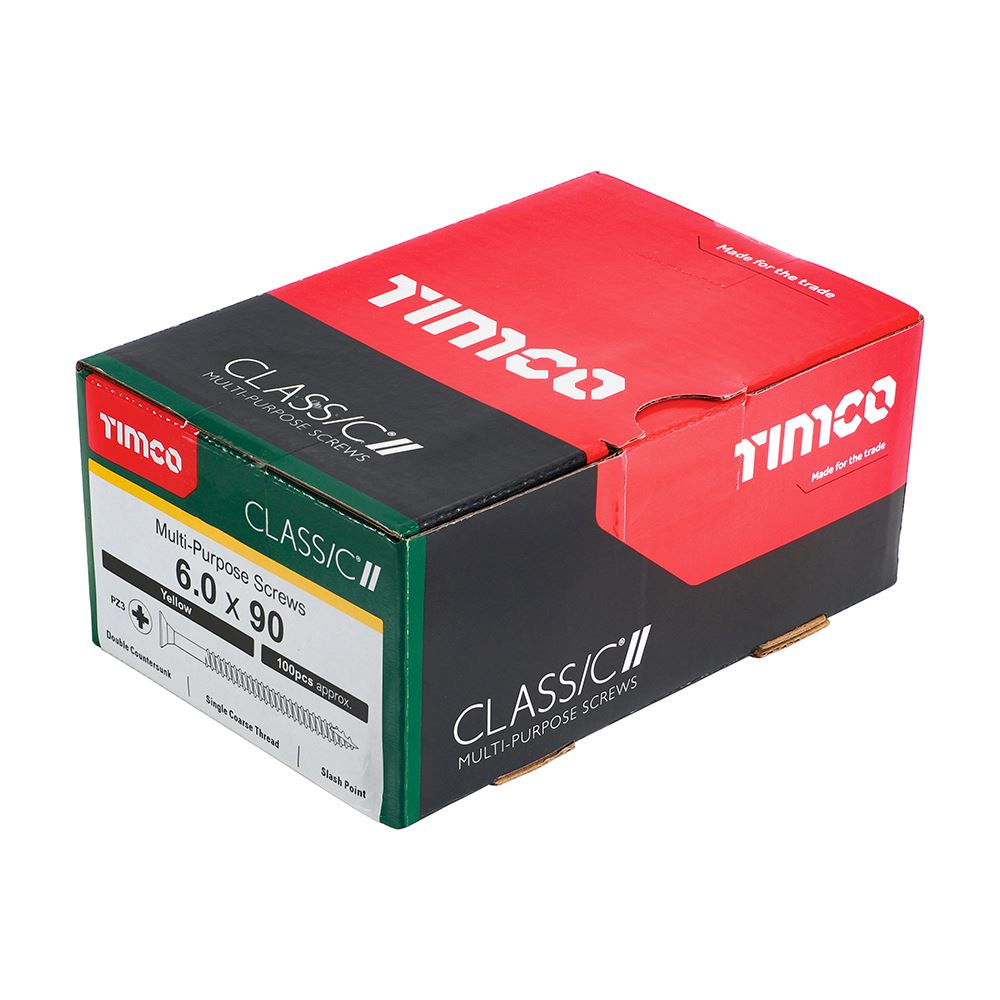 TIMCO Classic Screw PZ3 CSK ZYP 6.0 x 90 Gold Pack 100