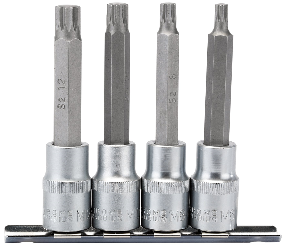 Draper 4PC SPLINE 1/2 SET 100MM 16350 1/2 Sq. Dr. Spline Socket Bit Set (4 Piece)