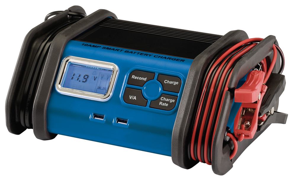 53168 Draper 12V Battery Charger, 10A BCMC10 Battery Chargers 305 x 195 x 110mm Professional Trade DIY Workshop Garage Use