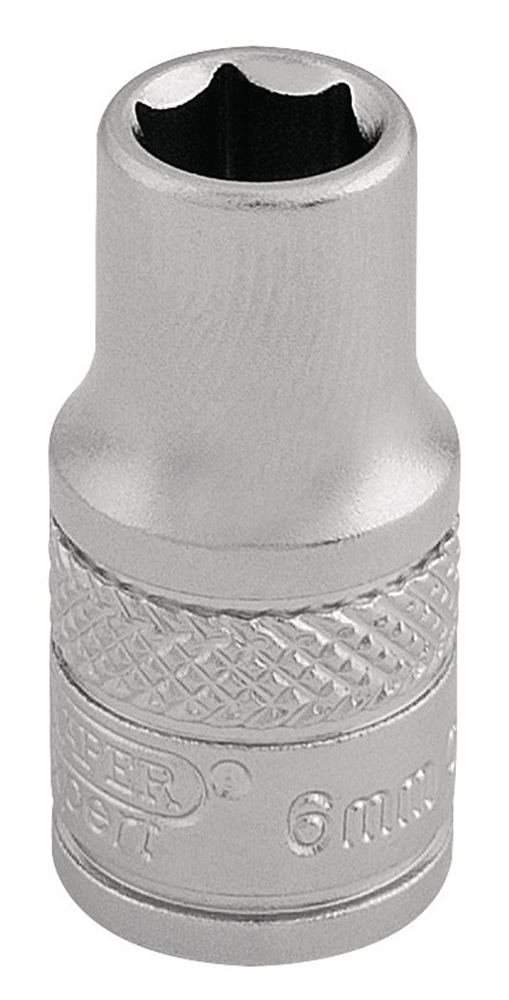 Draper 6.0MM 6PT SOCKET 1/4 DR-PCKD 16510 1/4" Sq. Dr. Metric Sockets (Micro Satin Chrome)