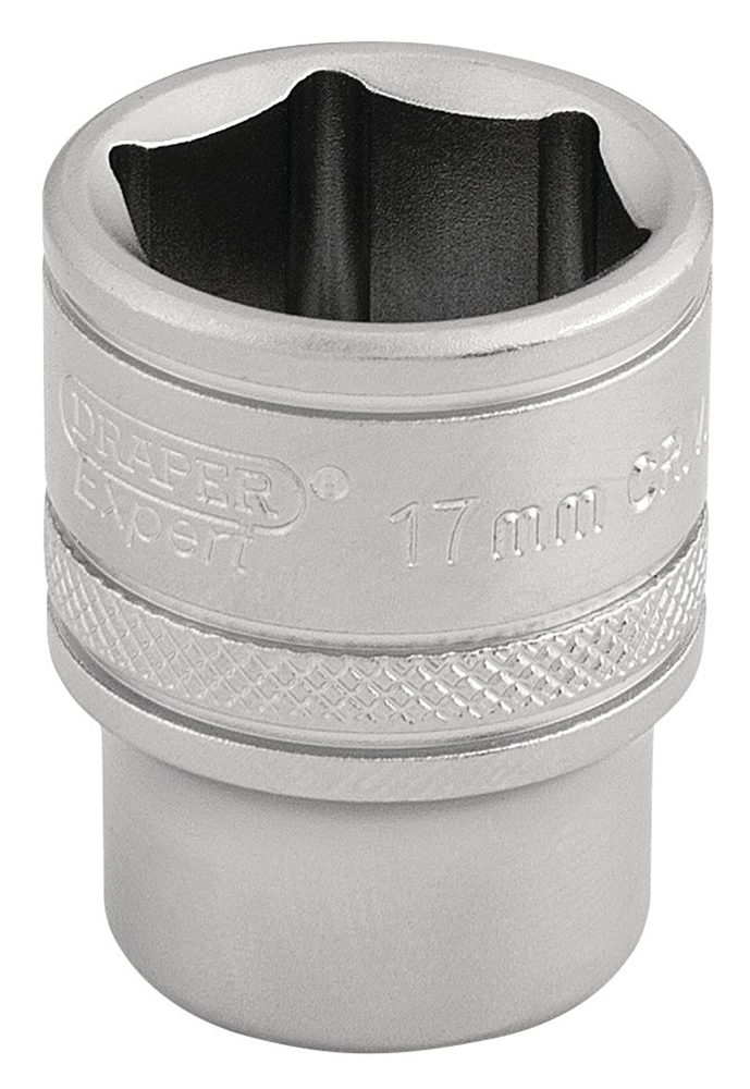 Draper 17MM 6PT SOCKET 3/8 DR-PCKD 16543 3/8" Sq. Dr. Metric Sockets (Micro Satin Chrome)