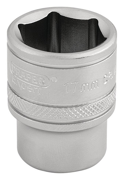 Draper 17MM 6PT SOCKET 3/8 DR-PCKD 16543 3/8" Sq. Dr. Metric Sockets (Micro Satin Chrome)