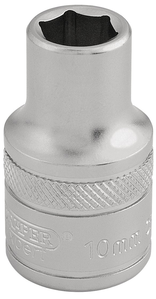 Draper 10MM 6PT SOCKET 1/2 DR-PCKD 16598 1/2" Sq. Dr. Metric Sockets (Micro Satin Chrome)