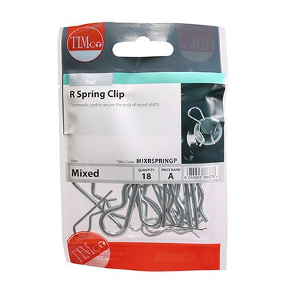 TIMCO R Spring Clips - BZP Mixed Pack 18