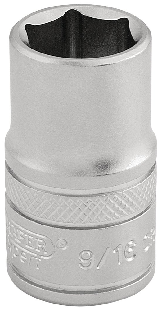 Draper 9/16 6PT SOCKET 1/2 DR-PCKD 16627 1/2" Sq. Dr. Imperial Sockets (Micro Satin Chrome)