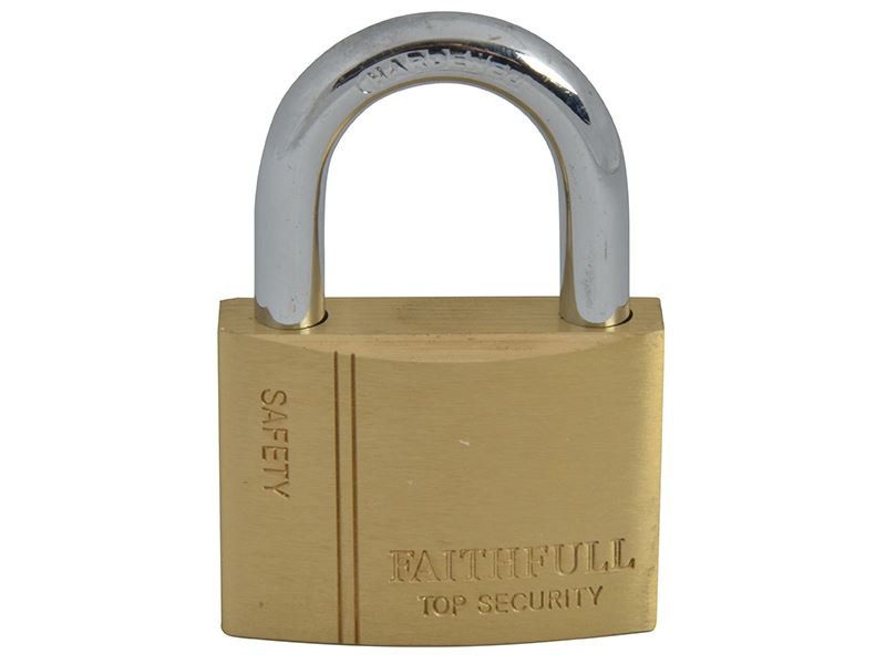 Faithfull FAIPLB50 Brass Padlock 50mm 3 Keys |