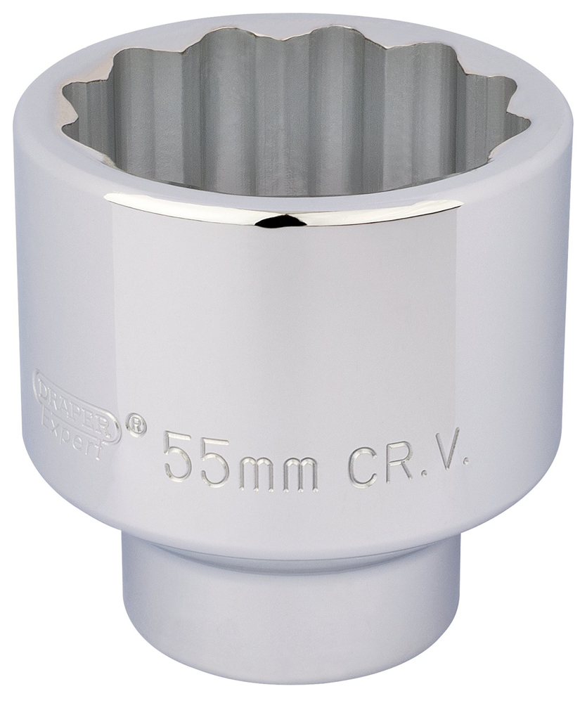 Draper 55MM 12PT SOCKET 3/4DR BULK 16708 3/4" Sq. Dr. Metric Sockets (Polished Chrome)