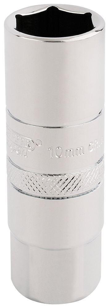 Draper 10MM SPARK PLUG SCKT 3/8D-PCKD 16772 3/8" Sq. Dr. Spark Plug Sockets (Polished Chrome)