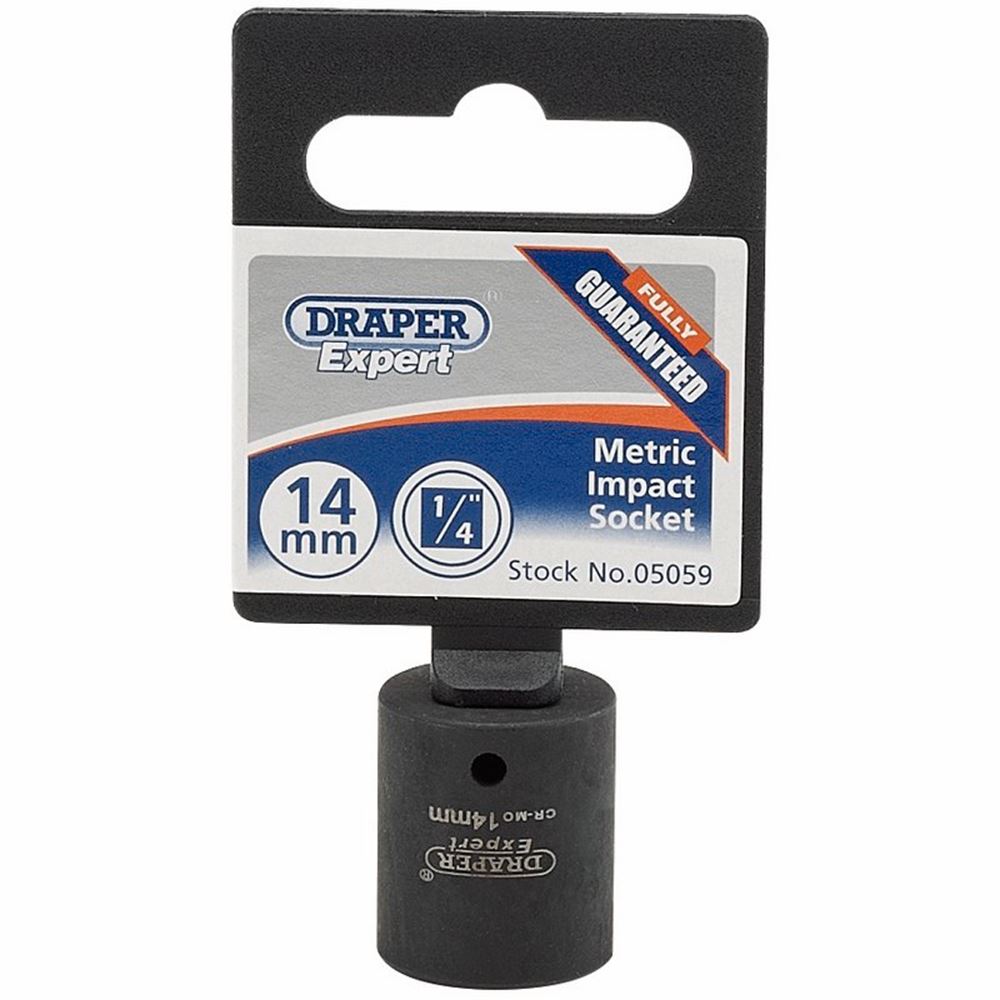 Draper 14MM IMPACT SOCKET 1/4DR 05059 1/4" Sq. Dr. Draper Expert HI-TORQÂ® Metric Impact Sockets