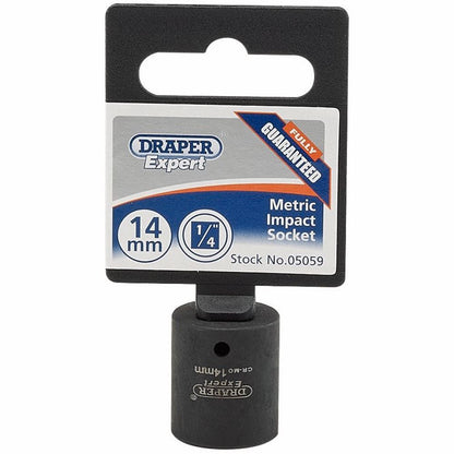 Draper 14MM IMPACT SOCKET 1/4DR 05059 1/4" Sq. Dr. Draper Expert HI-TORQÂ® Metric Impact Sockets