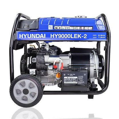 Hyundai HY9000LEK-2 Petrol Generator 7kW 8.75kVA Recoil Electric Start Portable Site Power Backup Power Portable Backup Site Power