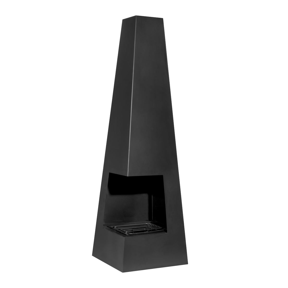 Dellonda DG105 Chiminea, Wood Burner, Heater for Outdoors W45cm x H150cm - Black Steel | Stylish chiminea is perfect for relaxing outdoors with family