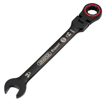 Draper 14MM FLEX HEAD RATCHET SPANNER 03920 HI-TORQÂ® Metric Flexible Head Ratchet Combination Spanners, Black