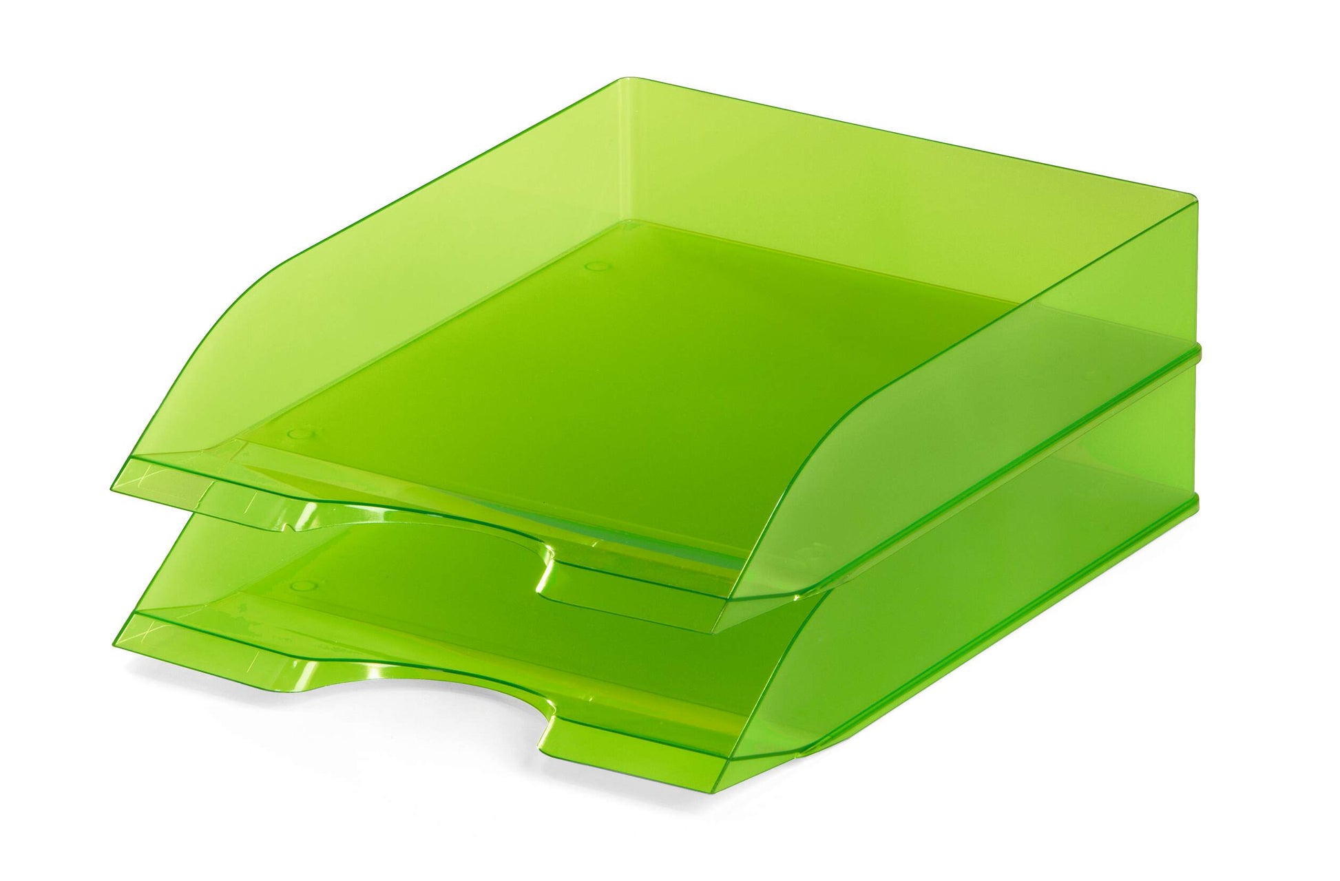 Durable Translucent Stackable Letter Tray Document Paper File | A4+ Clear Green