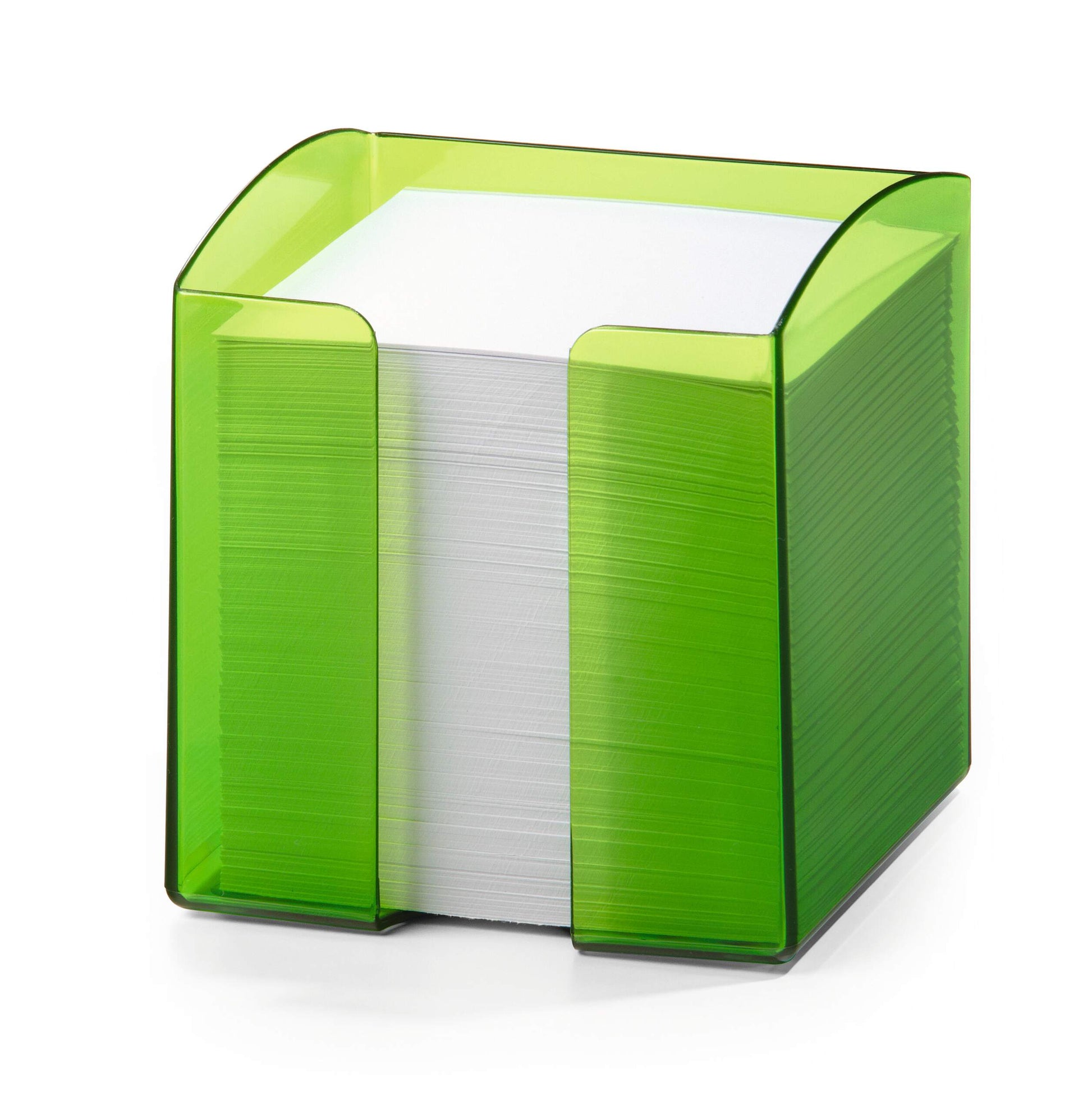 Durable TREND 800 Sheet Note Box Transparent Memo Pad Cube | Clear Green