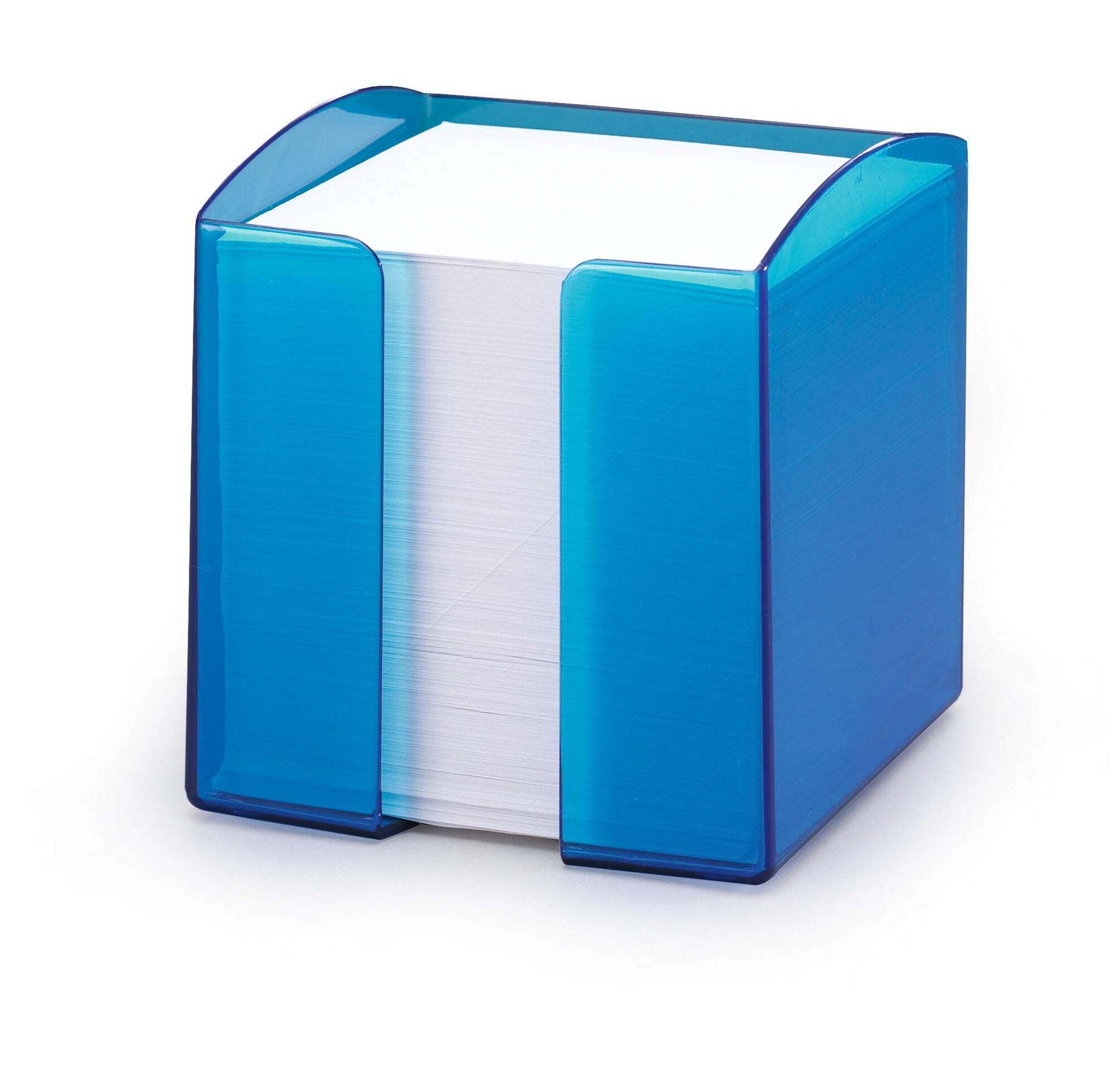 Durable TREND 800 Sheet Note Box Transparent Memo Pad Cube | Clear Blue