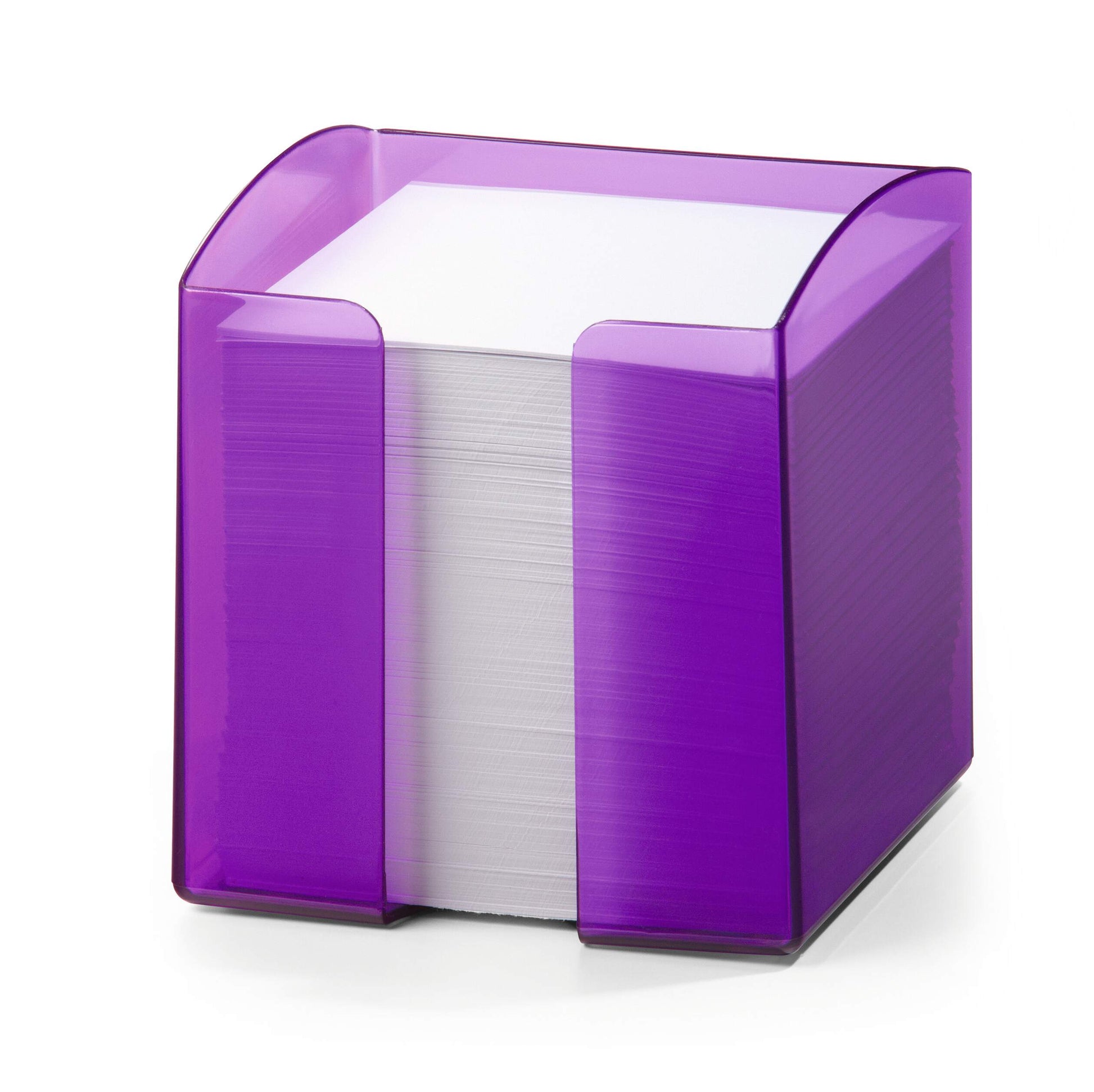 Durable TREND 800 Sheet Note Box Transparent Memo Pad Cube | Clear Purple