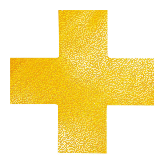 Durable Heavy Duty Adhesive Floor Marking Cross Shape | 10 Pack | Yellow