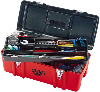 27732 Draper Expert Expert Plastic Tool Box with Tote Tray, 580mm TB580 Tool Boxes Professional Trade DIY Workshop Garage Use