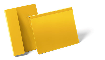 Durable Hanging Ticket Holder Label Pocket Document Pouch | 50 Pack | A5 Yellow