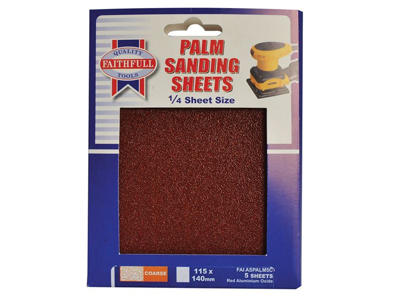Faithfull FAIASPALM5C 1/4 Sheet Palm Sander Sheets Coarse Grit (Pack of 5) |