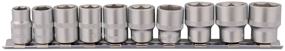 Draper 10PC 3/8 SOCKET SET RAIL 16400 3/8" Square Drive Socket Set on Metal Rail (10 Piece)