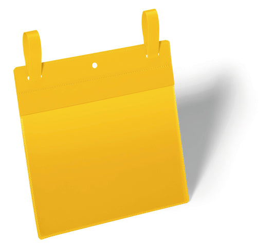 Durable Strap Ticket Holder Document Pocket Landscape | 50 Pack | A5 Yellow