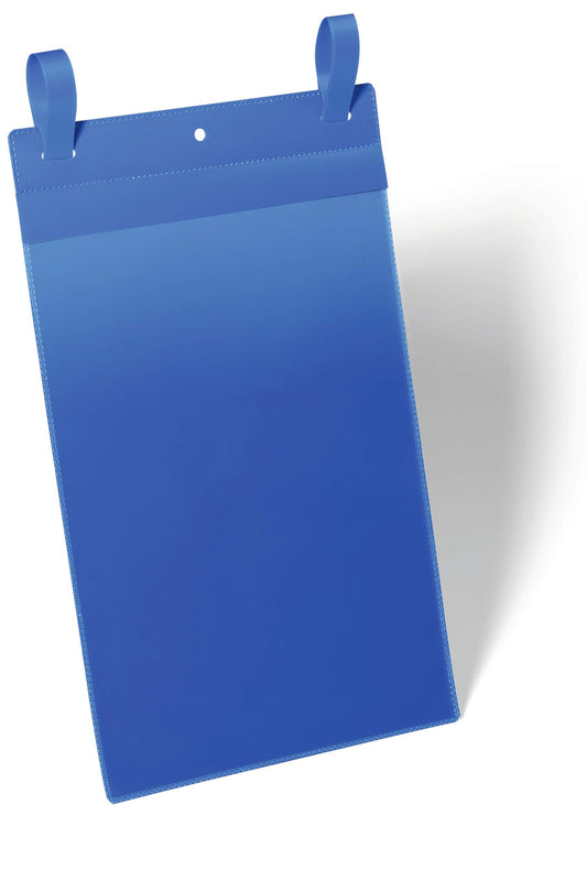Durable Strap Ticket Holder Pouch Document Pocket Portrait | 50 Pack | A4 Blue