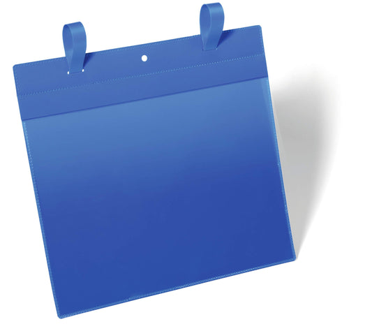 Durable Strap Ticket Holder Pouch Document Pocket Landscape | 50 Pack | A4 Blue