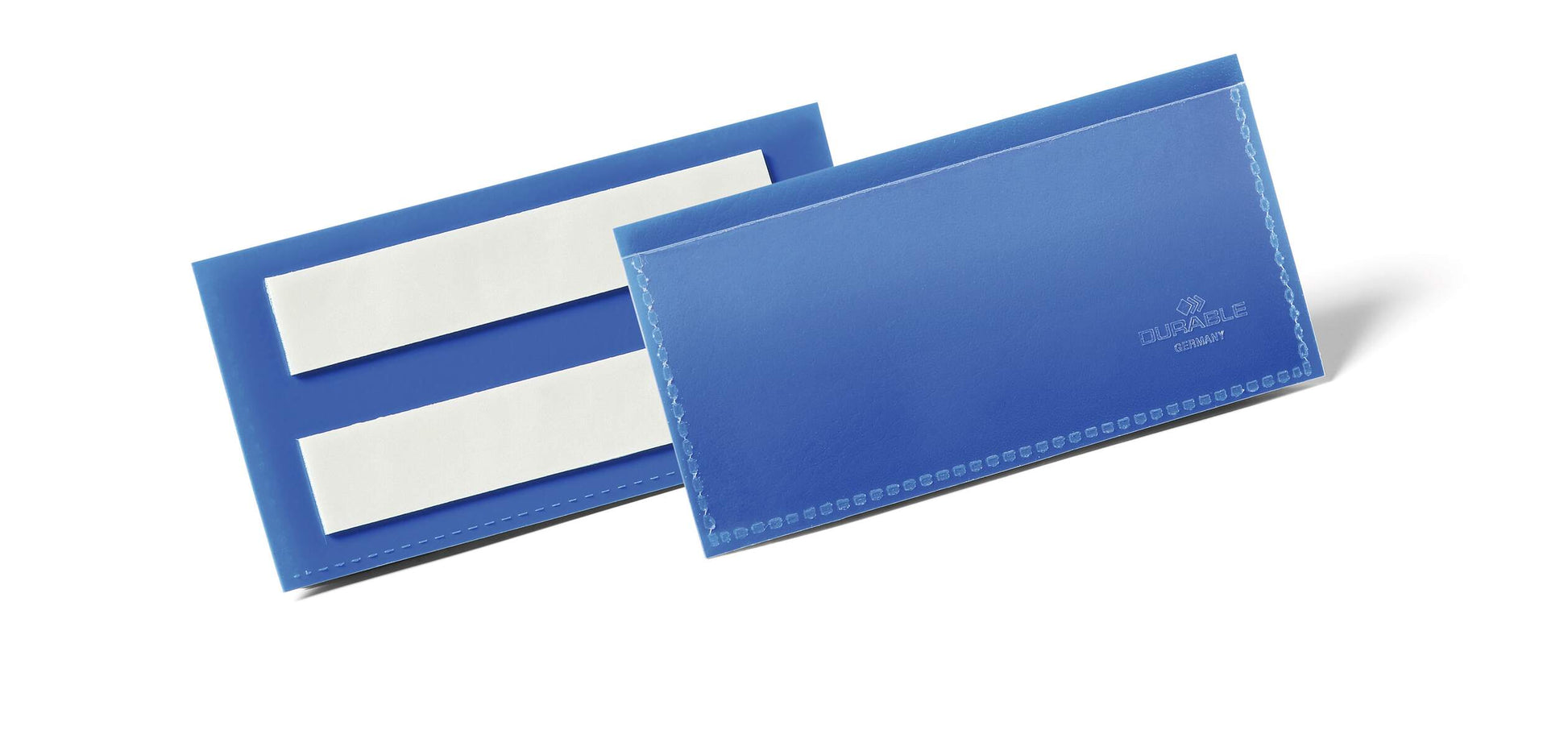 Durable Adhesive Ticket Holder Document Pockets | 50 Pack | 100 x 38mm | Blue