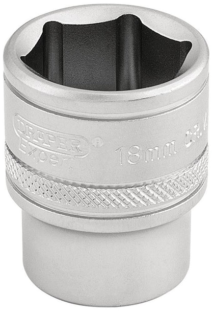 Draper 18MM 6PT SOCKET 3/8 DR-PCKD 16544 3/8" Sq. Dr. Metric Sockets (Micro Satin Chrome)