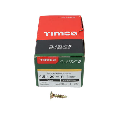 TIMCO Classic Screw PZ2 CSK ZYP 4.5 x 20 Gold Pack 200