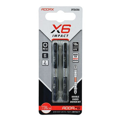 TIMCO X6 Double Ended Pozi Bit No.3 x 65 Pack 2