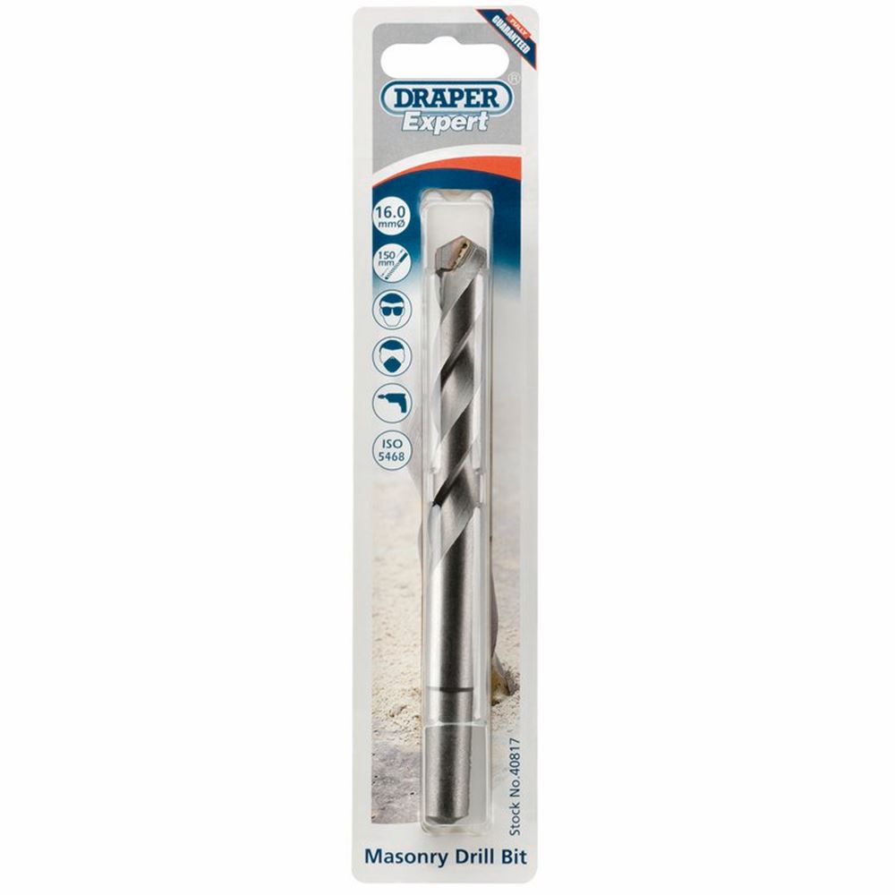 40817 Draper Expert Expert Masonry Drill Bit, 16 x 150mm MD12PB Masonry Drill Bits Professional Trade DIY Workshop Garage Use