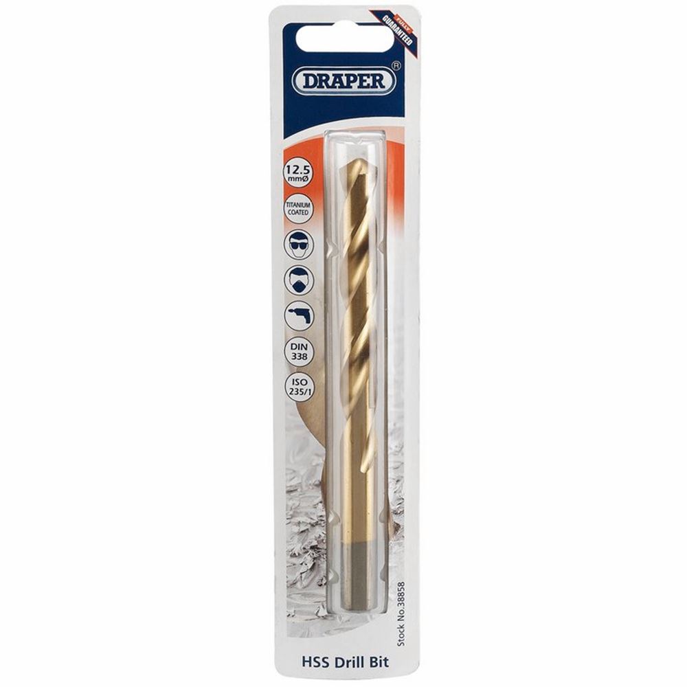 38858 Draper HSS Titanium Drill Bit, 12.5 x 230mm TH29MC Titanium Drill Bits Professional Trade DIY Workshop Garage Use