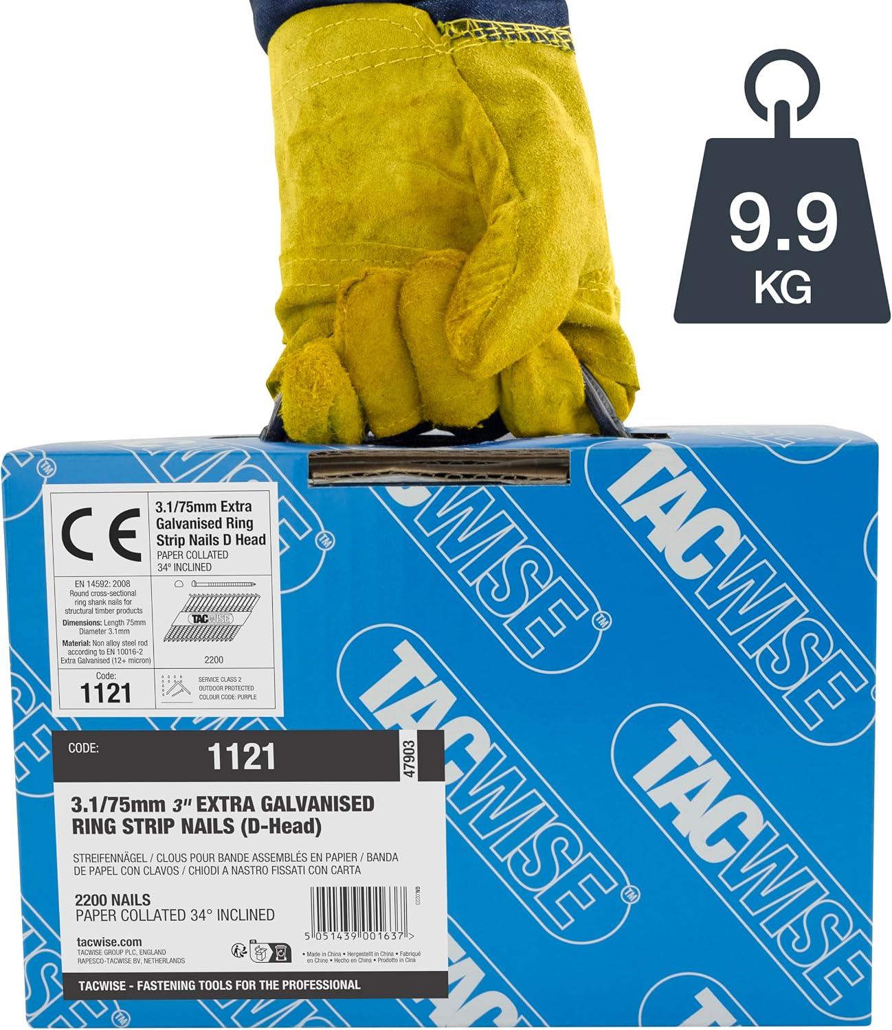 Tacwise 1121 75 mm Framing Nails Extra Galvanised D Head Pack of 2200 for Nail Staple Guns Trade Fixing