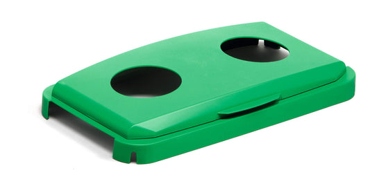 Durable DURABIN 60L Hinged Bin Lid with Two Holes for Cans/Bottles | Green