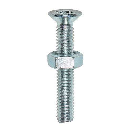 TIMCO Machine Screw & Nut CSK - BZP M5 x 25 Silver Pack 25