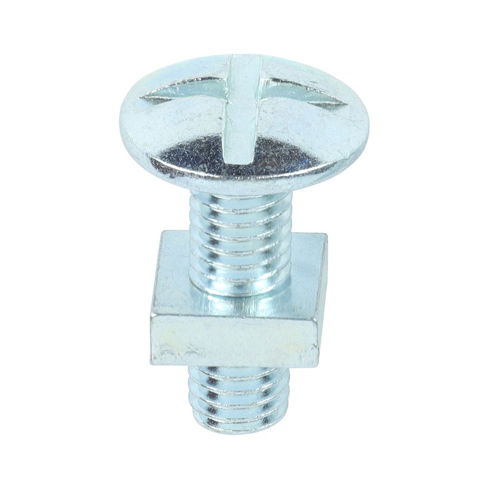 TIMCO Roofing Bolt & SQ Nut Zinc M8 x 25 Silver Pack 100