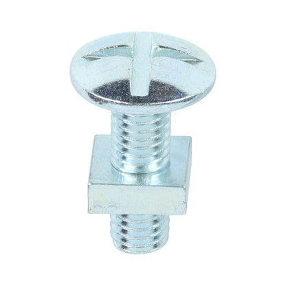 TIMCO Roofing Bolt & SQ Nut Zinc M8 x 25 Silver Pack 100