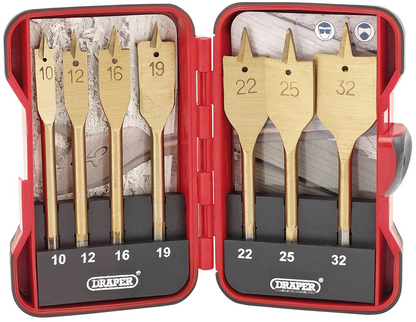 Draper 7PC FLAT WOOD DRILL BIT SET 18560 18560 Titanium Nitride Coated Flat Wood Bit Set (7 Piece)