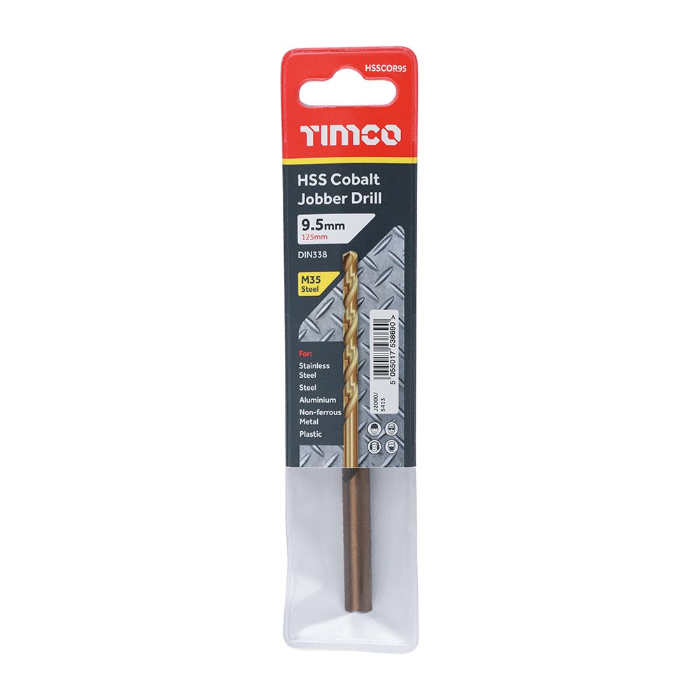 TIMCO HSS-CO Jobber Drill Bit Cobalt 9.5mm Pack 1