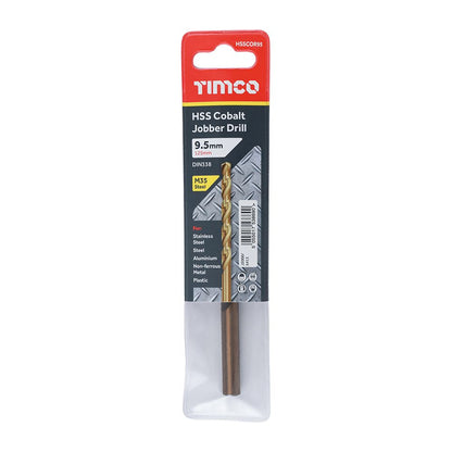 TIMCO HSS-CO Jobber Drill Bit Cobalt 9.5mm Pack 1