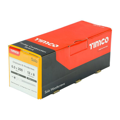 TIMCO Solo Woodscrew PZ3 CSK Zinc 6.0 x 200 Silver Pack 100