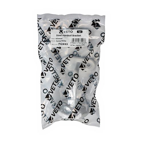 TIMCO Steel Handrail Bracket White 63mm White Pack 1