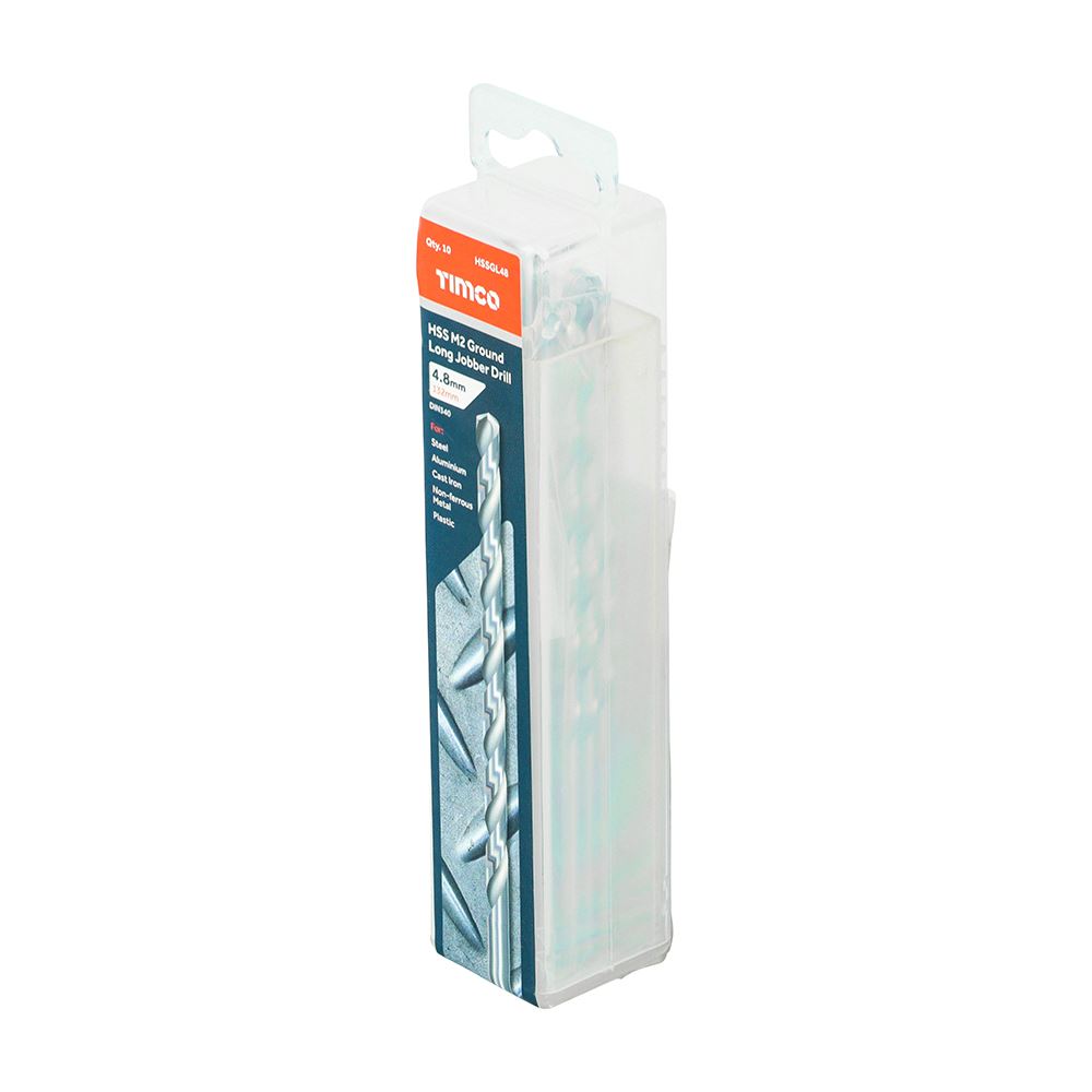 TIMCO HSS-G Long Series Drill Bit M2 4.8mm Pack 10