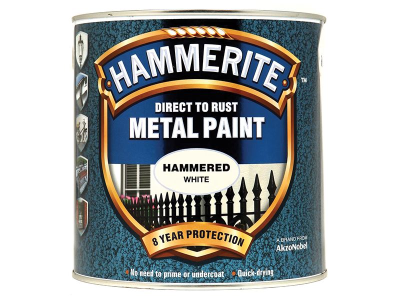 Hammerite 5084839 Direct to Rust Hammered Finish Metal Paint White 2.5 Litre