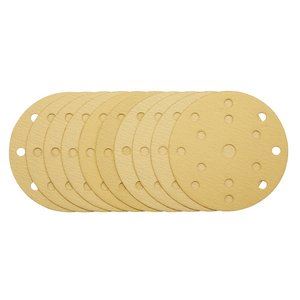 Draper 150MM GOLD SAND DISC 120G 15DE 08473 Gold Sanding Discs with Hook & Loop, 150mm, 15 Dust Extraction Holes (Pack of 10)
